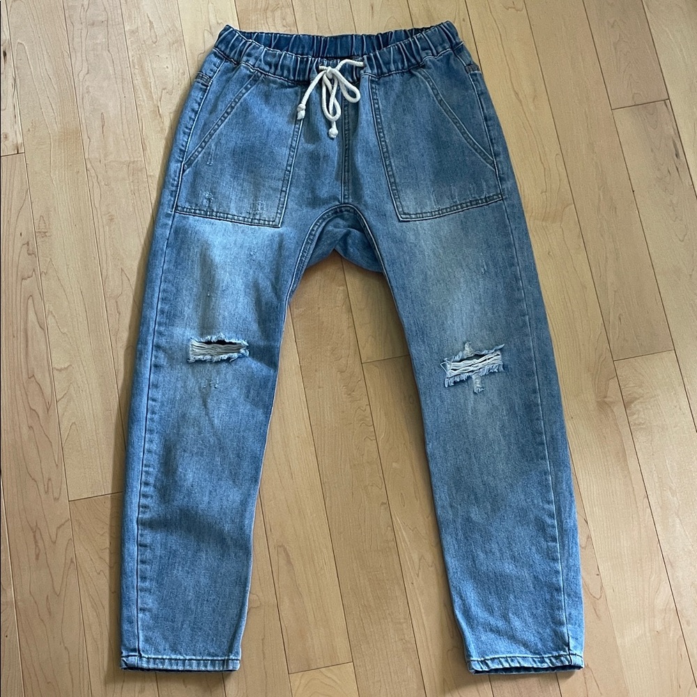 Mustard Seed drawstring boyfriend cargo jeans size small